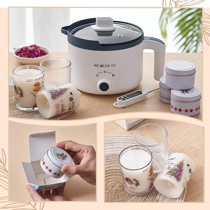 DIY Candle Making Kit with Wax Melter, Scented Candle Making Set with Candle Tattoo and Glass Jars, All-in-One Wax Melts Kit