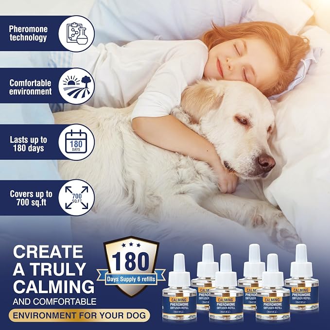 Dog Calming Diffuser Refills 6 Pack Pheromone Appeasing Pet Pheromones Refill 48ml to Calm for Reduce Aggression Stress