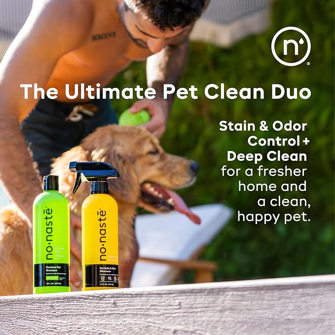 Dog Shampoo and Pet Stain & Odor Eliminator Spray (16 Oz, Pack of 2) – USDA Certified Organic Aloe & Oatmeal Dog Shampoo