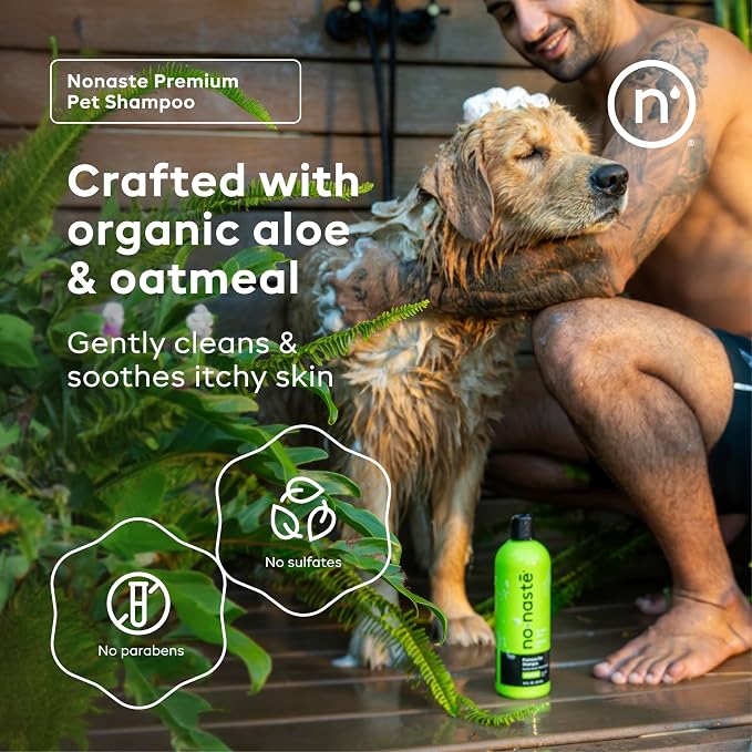 Dog Shampoo and Pet Stain & Odor Eliminator Spray (16 Oz, Pack of 2) – USDA Certified Organic Aloe & Oatmeal Dog Shampoo