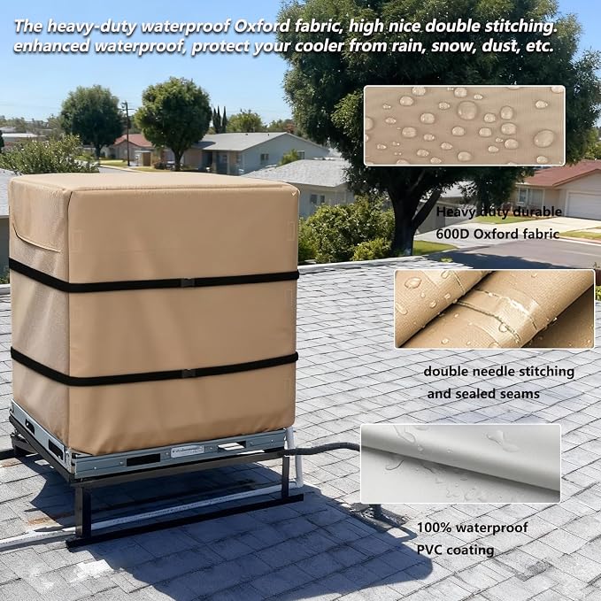 Down Draft Evaporative Cooler Cover,Heavy Duty 600D Protection Rain and Snow Swamp Cooler Cover,Equipped with 2 Bayonet
