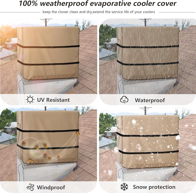 Down Draft Evaporative Cooler Cover,Heavy Duty 600D Protection Rain and Snow Swamp Cooler Cover,Equipped with 2 Bayonet