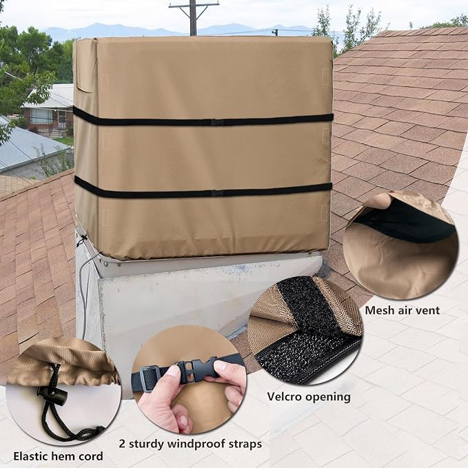 Down Draft Evaporative Cooler Cover,Heavy Duty 600D Protection Rain and Snow Swamp Cooler Cover,Equipped with 2 Bayonet