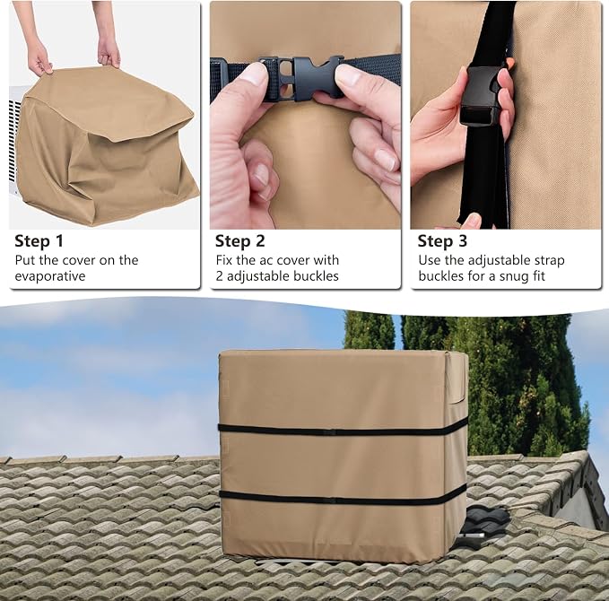 Down Draft Evaporative Cooler Cover,Heavy Duty 600D Protection Rain and Snow Swamp Cooler Cover,Equipped with 2 Bayonet
