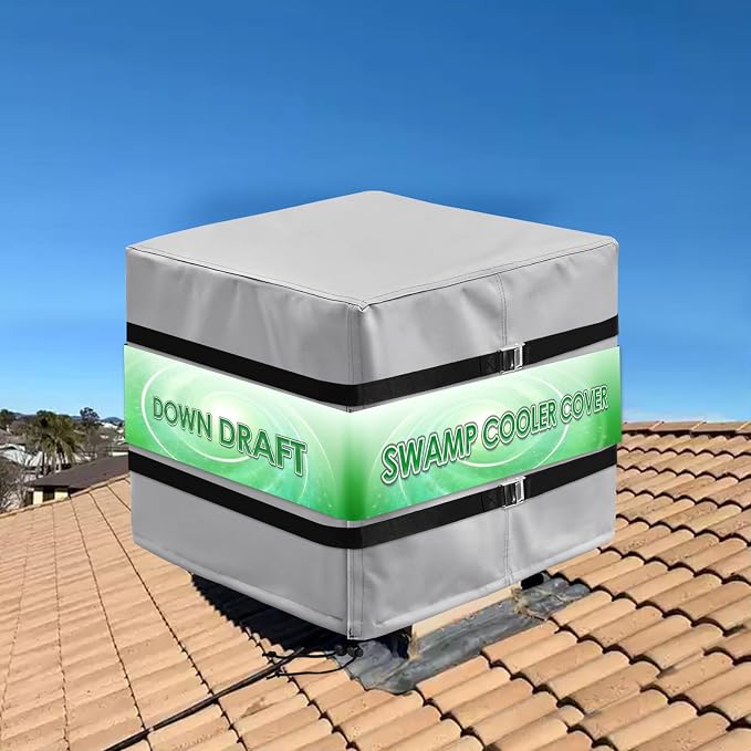 Down Draft Swamp Cooler Cover with 2 Tie Down Straps, Heavy Duty Down Draft Evaporative Cooler Cover, Waterproof Evaporative