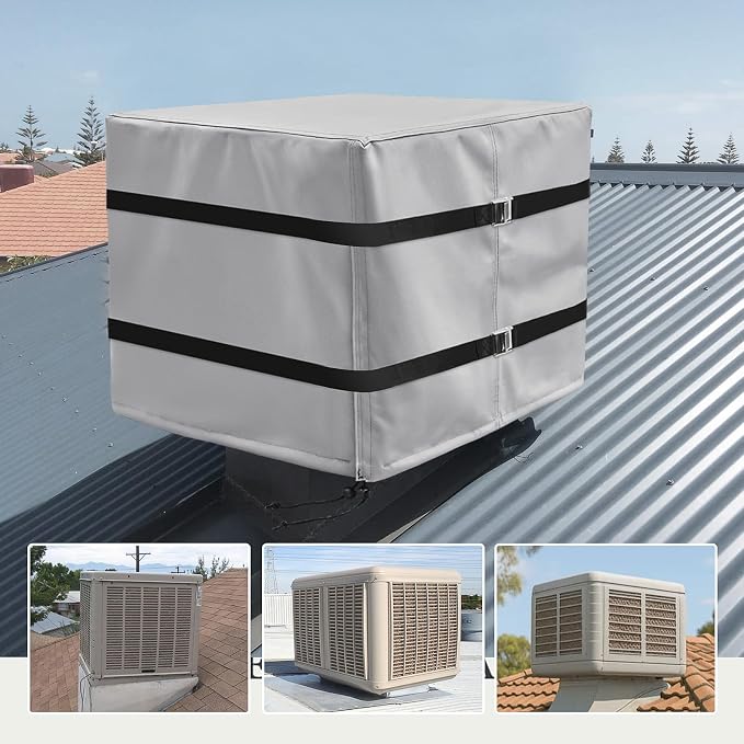 Down Draft Swamp Cooler Cover with 2 Tie Down Straps, Heavy Duty Down Draft Evaporative Cooler Cover, Waterproof Evaporative