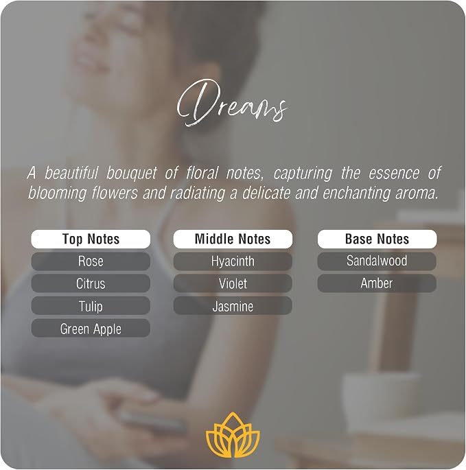 Dreams - Pure Essential Oil for Waterless Diffusers - Rose, Citrus, Tulip, Green Apple - Aromatherapy, Pure Natural Oil