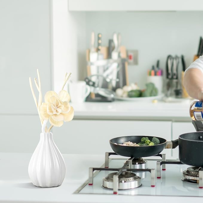 Dried Flower Reed Diffuser Set, Natural Sticks, Elegant Ceramic Bottle, Aromatherapy Oil Set, alternate product view 6