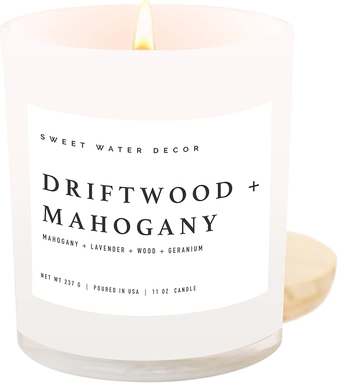 Driftwood and Mahogany Candle - Mahogany, Lavender, Wood, and Geramium Scented Candle for Home, product image