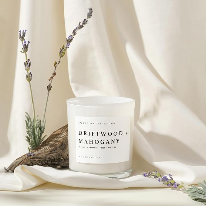 Driftwood and Mahogany Candle - Mahogany, Lavender, Wood, and Geramium Scented Candle for Home, alternate product view 5