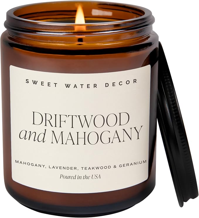 Driftwood and Mahogany Soy Candle - Fresh Lavender, Geranium, Warm Mahogany, product image