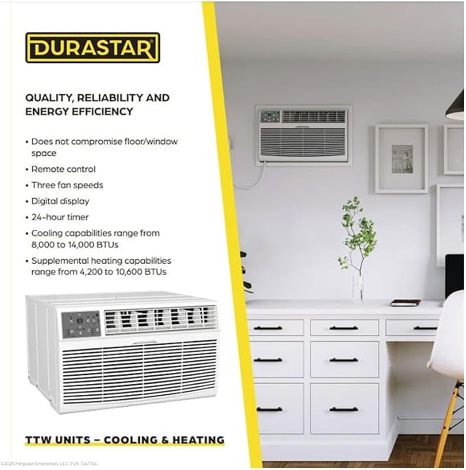 DRTHC102XNA1SLV 10,000 BTU 208 / 230V Through the Wall Air Conditioner with 10600 BTU Supplemental Heating and Sleeve