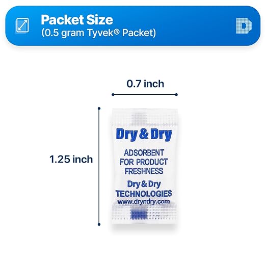 Dry & Dry 0.5 Gram[1000 Packets] Food & Pharmaceutical Safe Silica Gel Packs Desiccants - Rechargeable Tyvek®, alternate view