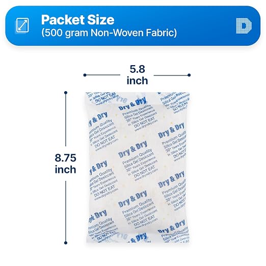 Dry & Dry 500 Gram [2 Packets] Orange Indicating Silica Gel Packets Desiccants - Food Safe Silica Packs, Silica, alternate