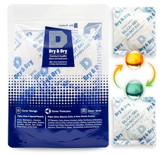 Dry & Dry Orange Indicating Silica Gel Packets Desiccants - Food Safe Silica Gel, Desiccant Packs for Food