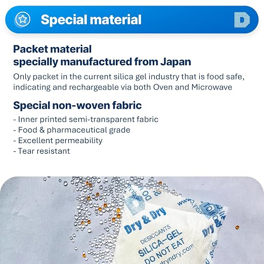 Dry & Dry Orange Indicating Silica Gel Packets Desiccants - Food Safe Silica Gel, Desiccant Packs for Food, alternate view 2