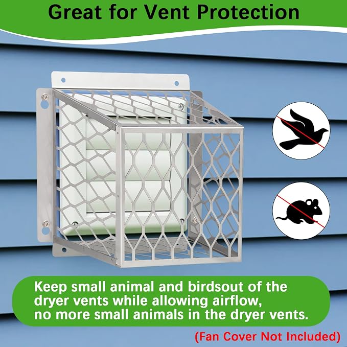 Dryer Exhaust Guard Vent Cover,Dryer Vent Bird Guard for Most 3" to 4" Fan Cover, 7"Lx7"Wx5"H Stainless Steel Ventilation
