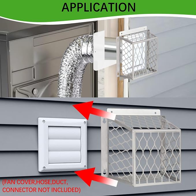 Dryer Exhaust Guard Vent Cover,Dryer Vent Bird Guard for Most 3" to 4" Fan Cover, 7"Lx7"Wx5"H Stainless Steel Ventilation