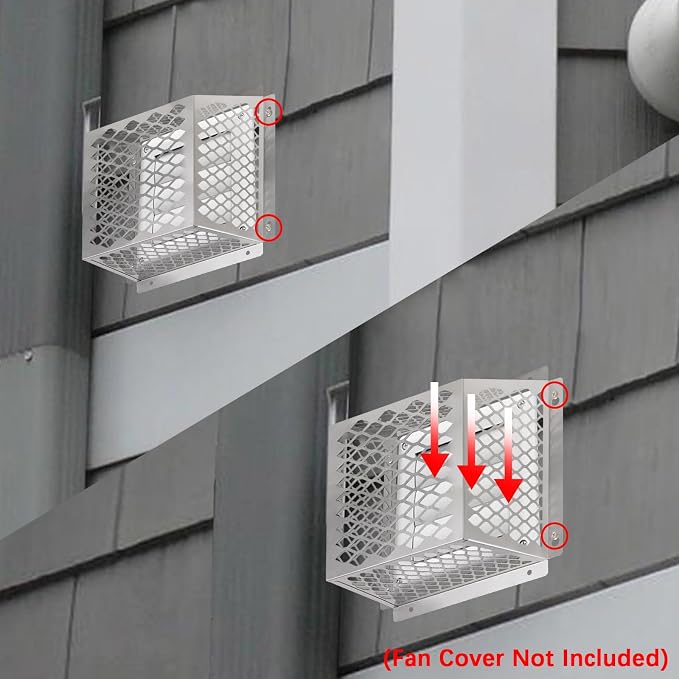 Dryer Exhaust Guard Vent Cover,Dryer Vent Bird Guard for Most 5" to 6" Exhaust Fan Cover, 8.5"Lx8.5"Wx6"H Stainless Steel