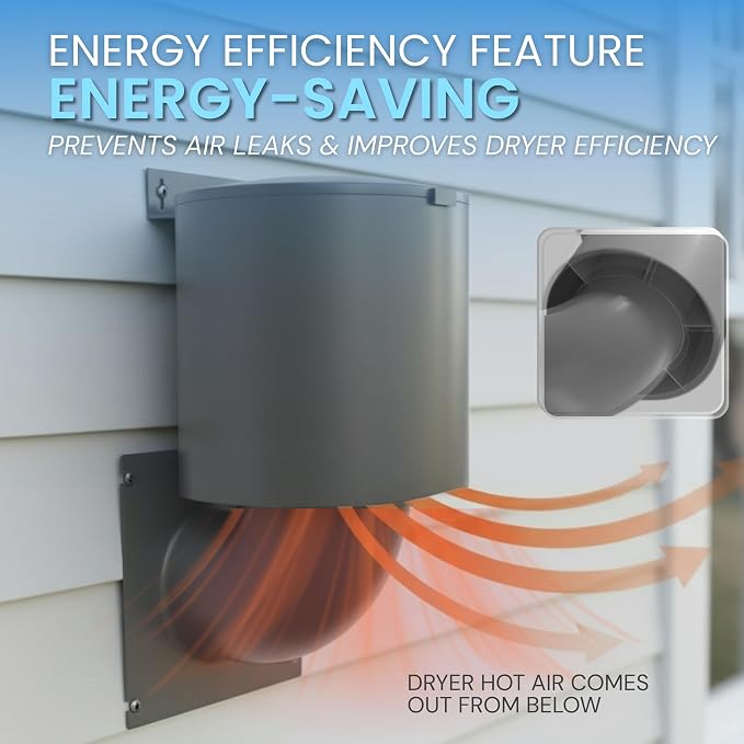 Dryer Vent Cover 4 inch (Gray) with UV RESISTANT - Outdoor Dryer Vent Cover Natural Energy Saving, Dryer Vent Seal for Home