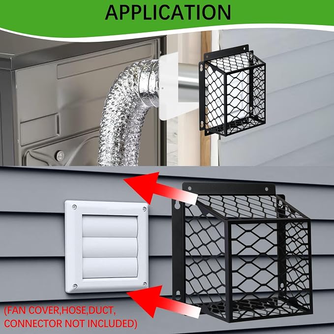 Dryer Vent Cover Guard,Dryer Vent Bird Guard Cagefor Most 3" to 4" Exhaust Fan Cover,7"Lx7"Wx5"H Steel Ventilation Bird Cage