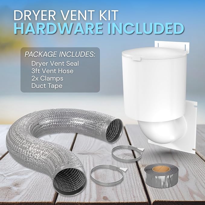 Dryer Vent Kit – 4 Inch Exterior Dryer Vent Cover with 3FT Vent Hose, 2 Hose Clamps, Tape & Screws | Energy Saving & Pest