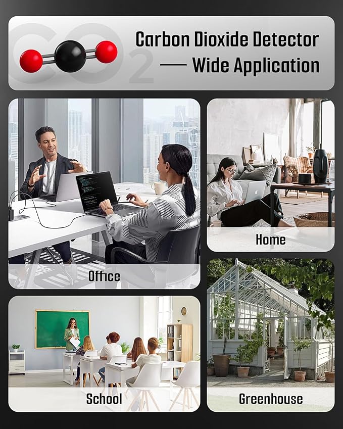 DS-399PRO Carbon Monoxide and Carbon Dioxide Detectors, 4-in-1 Portable CO2 & CO Detector with Audible & Visual Alarm