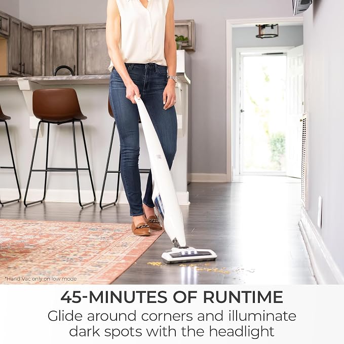 DS1030 Cordless Stick Vacuum Lightweight Cleaner 2-Speed Power Suction LED Headlight 2-in-1 Handheld for Hardwood Floor