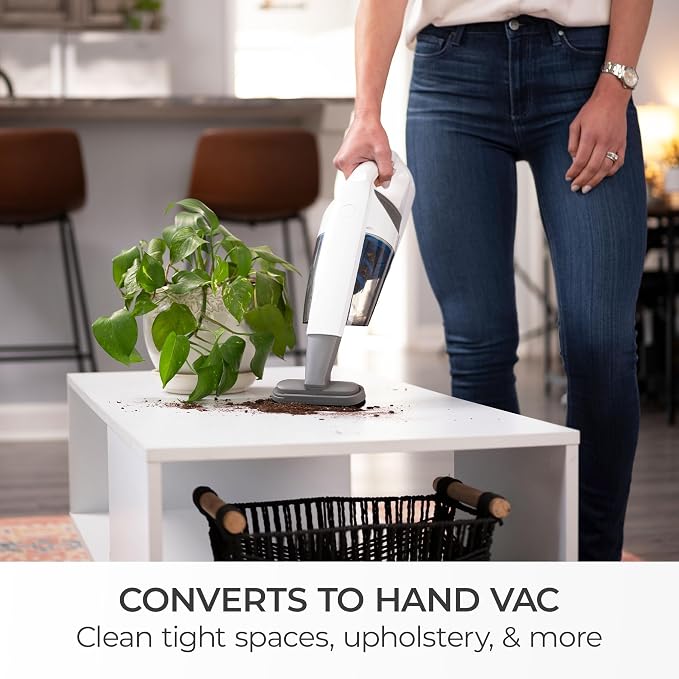 DS1030 Cordless Stick Vacuum Lightweight Cleaner 2-Speed Power Suction LED Headlight 2-in-1 Handheld for Hardwood Floor