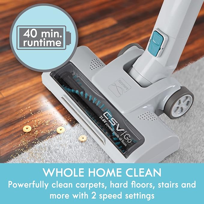 DS4065 Cordless Stick Vacuum 1L Capacity Lightweight Cleaner 2-Speed Power Suction LED Headlight 2-in-1 Handheld for Hardwood