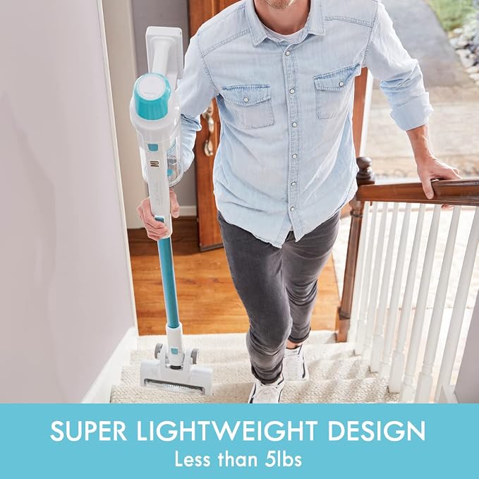 DS4065 Cordless Stick Vacuum 1L Capacity Lightweight Cleaner 2-Speed Power Suction LED Headlight 2-in-1 Handheld for Hardwood