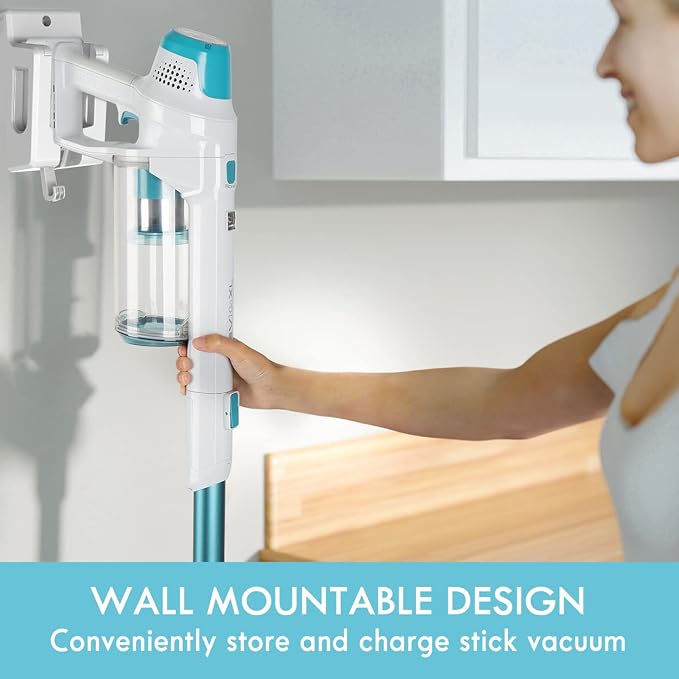 DS4065 Cordless Stick Vacuum 1L Capacity Lightweight Cleaner 2-Speed Power Suction LED Headlight 2-in-1 Handheld for Hardwood