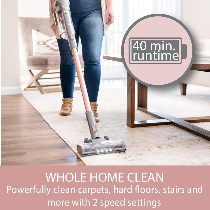DS4090 Brushless Cordless Stick 1L Capacity Lightweight Cleaner 2-Speed Power Suction LED Headlight 2-in-1 Handheld Vacuum