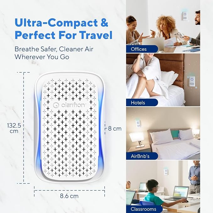 DSTx Portable Air Purifier - Plug In Air Ionizer HEPA Filter, Mini Personal Air Purifiers For, Bedroom and Pets Helps With