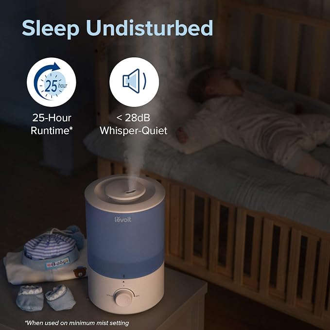 Dual 150 Humidifiers for Bedroom Large Room, 3L Cool Mist Top Fill Essential Oil Diffuser for Baby Nursery and Plants