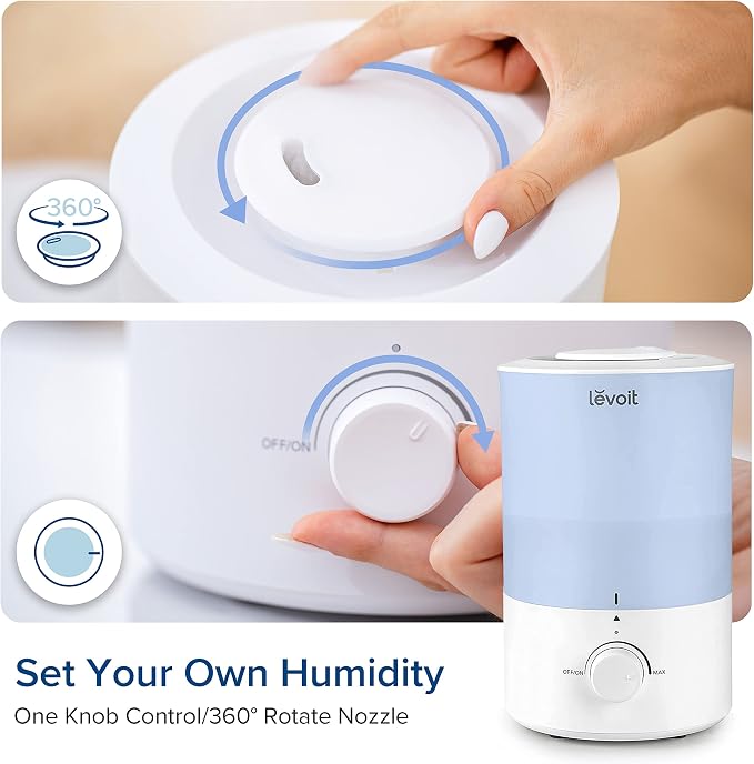 Dual 150 Humidifiers for Bedroom Large Room, 3L Cool Mist Top Fill Essential Oil Diffuser for Baby Nursery and Plants