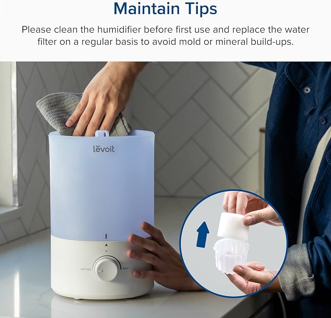 Dual 150 Humidifiers for Bedroom Large Room, 3L Cool Mist Top Fill Essential Oil Diffuser for Baby Nursery and Plants