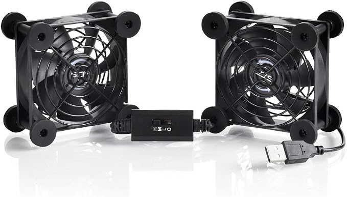Dual 80mm USB Speed Control Fan, 5V Portable Cooling Fan for Flat-Screen TV Receiver Router DVR PlayStation Xbox Computer