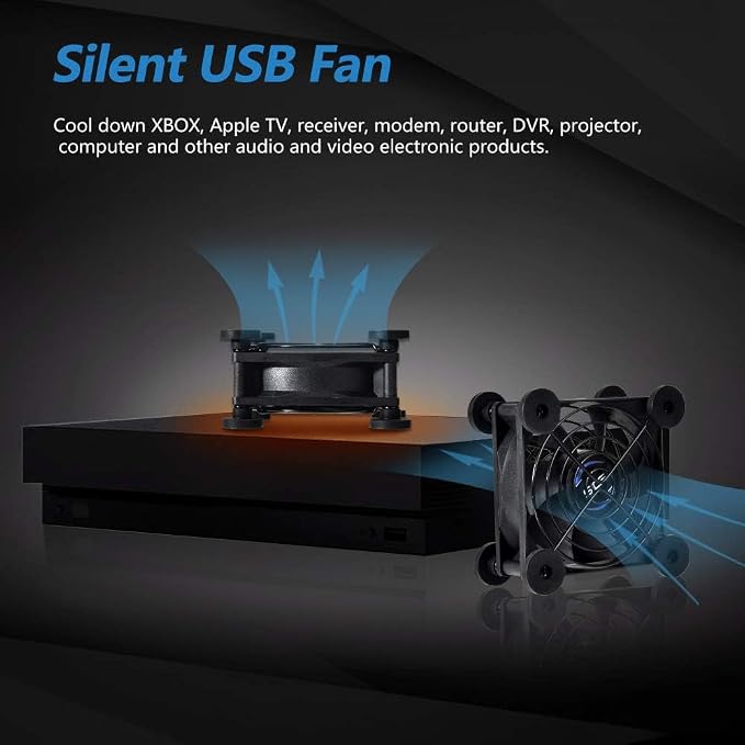 Dual 80mm USB Speed Control Fan, 5V Portable Cooling Fan for Flat-Screen TV Receiver Router DVR PlayStation Xbox Computer