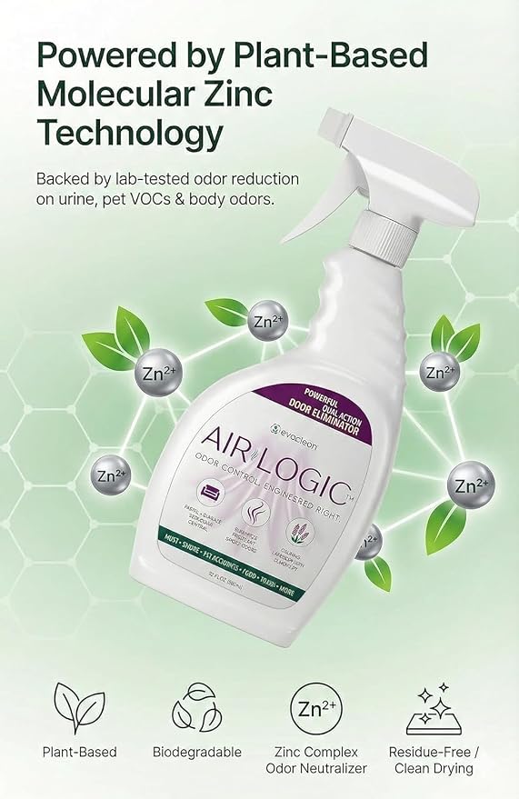 Dual-Action Odor Eliminator Spray 32 Fl Oz, Plant-Based Instant Knockdown & Enzymatic Deodorizer for Home, Neutralizes 16