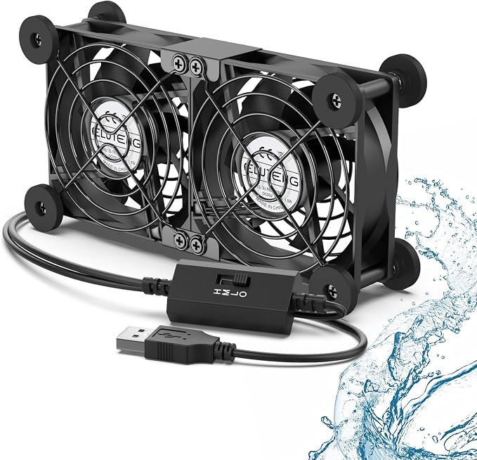 Dual Cooling Fan Whisper Quiet 80mm USB Fan 3 Adjustable High Speed USB Port Heatsink Fans Compatible for PS4, PS5, Router