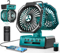 Dual Head Portable Rechargeable Fan 20000mAh Battery Powered Fan Camping Cordless with 360° Air Delivery, LED Lantern &