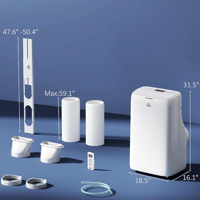 Dual Hose Portable Air Conditioner High Efficiency Inverter, 3-in-1 14000 BTU AC Unit with Cool, Dehumidifier, Fan, for Room