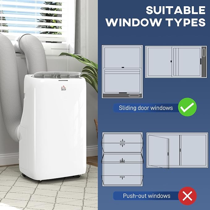 Dual Hose Portable Air Conditioner High Efficiency Inverter, 3-in-1 14000 BTU AC Unit with Cool, Dehumidifier, Fan, for Room