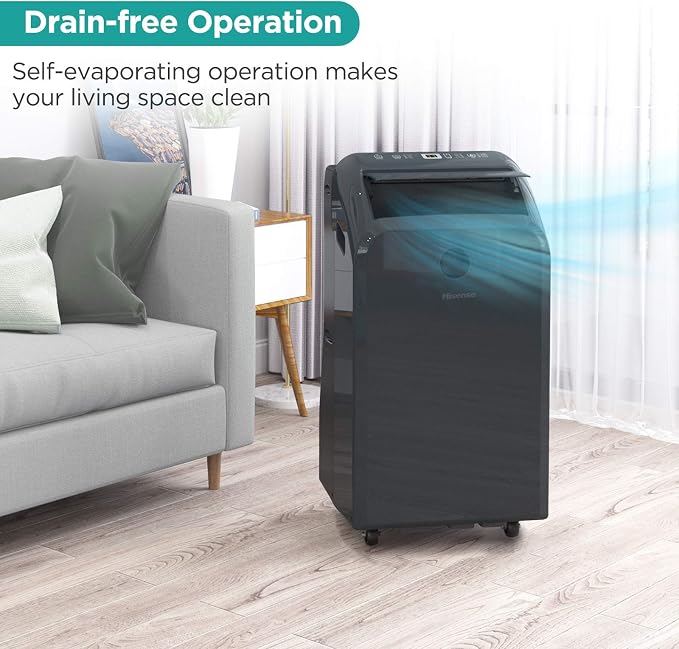 Dual-Hose Portable Air Conditioner with Inverter Technology 10,000 BTU Cooling Dehumidifier Fan for Rooms up to 550 sq ft