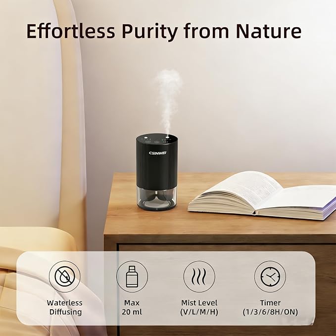 Dual Nozzle Waterless Essential Oil Diffuser for Home Large Room, Car, Office, Portable Battery Operated Aromatherapy Scent
