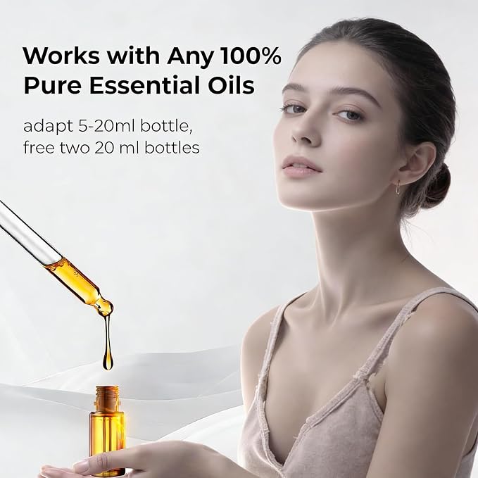 Dual Nozzle Waterless Essential Oil Diffuser for Home Large Room, Car, Office, Portable Battery Operated Aromatherapy Scent