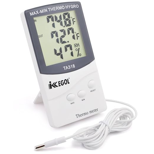 Dual Sensor LCD Display Indoor Outdoor Digital Thermometer Hygrometer with Max Min Memory, product image