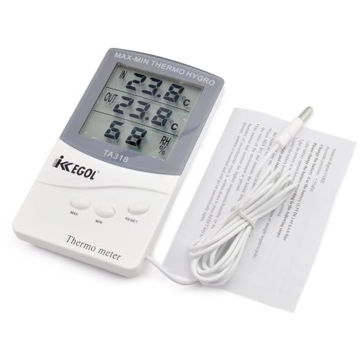 Dual Sensor LCD Display Indoor Outdoor Digital Thermometer Hygrometer with Max Min Memory, alternate product view 6