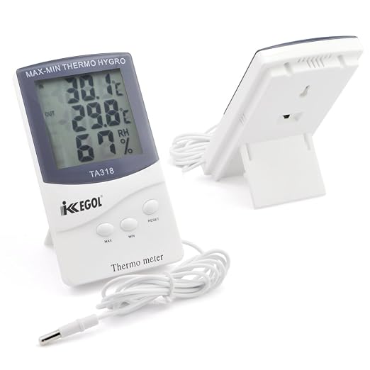 Dual Sensor LCD Display Indoor Outdoor Digital Thermometer Hygrometer with Max Min Memory, alternate product view 7